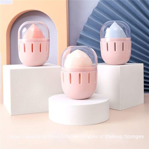 حامل منظم إسفنجة المكياج من سنفيكون، حاوية إسفنجة لمستحضرات التجميل على شكل بيضة، حامل خالٍ من الغبار مع غطاء شفاف للفتيات والنساء والزوجة في حقائب اليد وأمتعة السفر، وردي متين وقابل للغسل وقابل لإعادة الاستخدام، وردي in Kuwait