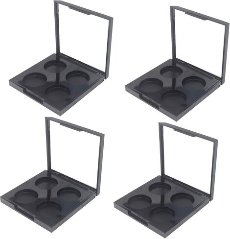 لوحة ظلال عيون من 5 قطع من BesYouSel، لوحة مكياج بلاستيكية فارغة، 4 شبكات، علبة ظلال عيون مستديرة مع مقالي بلاستيكية مستديرة 26 مم لصبغة ظلال العيون وأحمر الشفاه وبودرة خافي العيوب، أسود in Kuwait