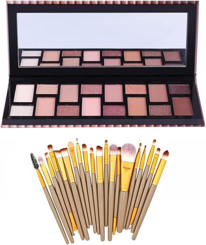 لوحة ظلال عيون Saibinuo مكونة من 16 لونًا + 20 قطعة من فرش الماكياج، مجموعة من فرش الماكياج ذات صبغة عالية من Nudes اللامعة اللامعة غير اللامعة، ظلال عيون سموكي ناعمة صناعية، فرشاة مزج كريمية، مجموعة لوحة محايدة (16 درجة عالية الصبغة) in Kuwait