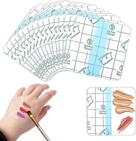 لوحة مكياج يدوية 200 قطعة، لوحة خلط مكياج للاستخدام مرة واحدة، لوحة مكياج شفافة مقاومة للماء، شريط مكياج يجب على فناني المكياج امتلاك شريط لوحات لاصقة للاستعمال مرة واحدة للنساء والفتيات، 2.4 × 2.4 بوصة in Kuwait