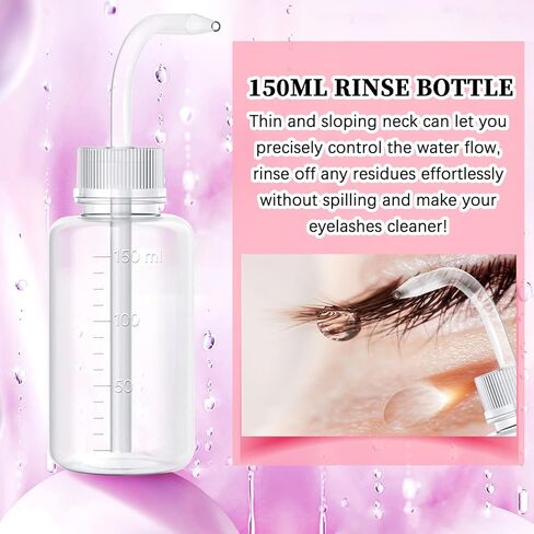 شامبو لاش لوصلات الرموش، منظف لوصلات الرموش، منظف للرموش، غسول للرموش، حمام للرموش، منظف للرموش، مع زجاجة شطف وفرش رموش للتنظيف، 10 أزواج من رقع رموش ممتدة تحت العين، للاستخدام في الصالونات والمنزل، 50 مل in Kuwait