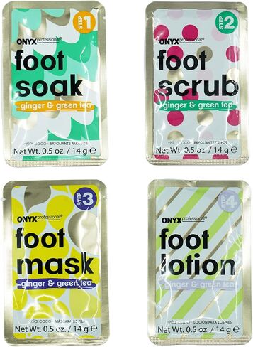 اونيكس بروفيشنال مجموعة العناية بالقدم للتخلص من السموم بالزنجبيل والشاي الاخضر ونقع القدم ومقشر وقناع ولوشن in Kuwait