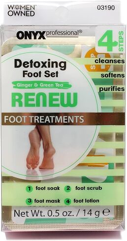 اونيكس بروفيشنال مجموعة العناية بالقدم للتخلص من السموم بالزنجبيل والشاي الاخضر ونقع القدم ومقشر وقناع ولوشن in Kuwait