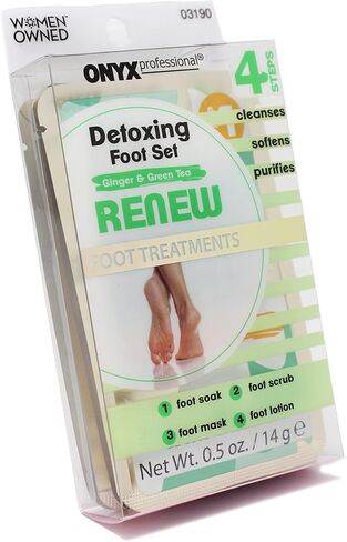 اونيكس بروفيشنال مجموعة العناية بالقدم للتخلص من السموم بالزنجبيل والشاي الاخضر ونقع القدم ومقشر وقناع ولوشن in Kuwait