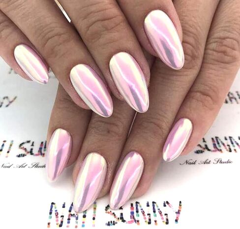 2 Jars White Pearl Nail Powder Pearlescent Nail Pigment High Gloss Glitter Aurora Nail Art Glitter Sequins Chrome Iridescent Pigment DIY Sparkly Paillette Charm Flakes Gel Polish Nail Decorations in Kuwait