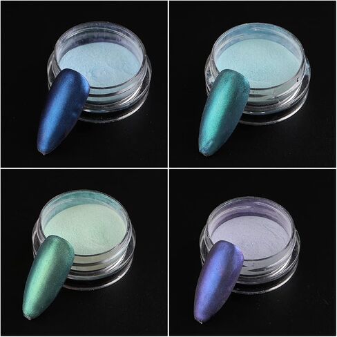 2 Jars White Pearl Nail Powder Pearlescent Nail Pigment High Gloss Glitter Aurora Nail Art Glitter Sequins Chrome Iridescent Pigment DIY Sparkly Paillette Charm Flakes Gel Polish Nail Decorations in Kuwait