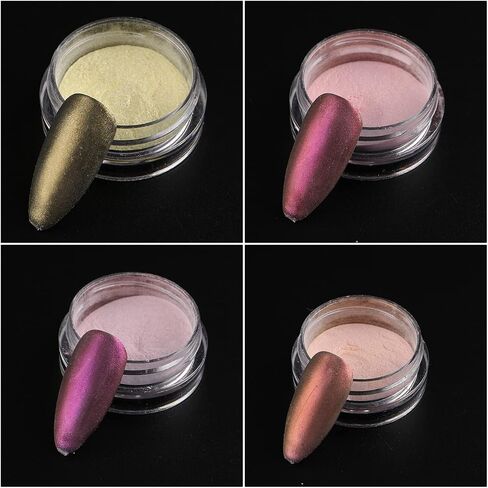 2 Jars White Pearl Nail Powder Pearlescent Nail Pigment High Gloss Glitter Aurora Nail Art Glitter Sequins Chrome Iridescent Pigment DIY Sparkly Paillette Charm Flakes Gel Polish Nail Decorations in Kuwait