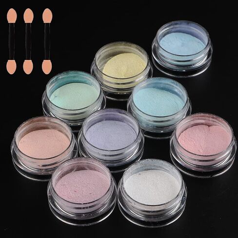 2 Jars White Pearl Nail Powder Pearlescent Nail Pigment High Gloss Glitter Aurora Nail Art Glitter Sequins Chrome Iridescent Pigment DIY Sparkly Paillette Charm Flakes Gel Polish Nail Decorations in Kuwait