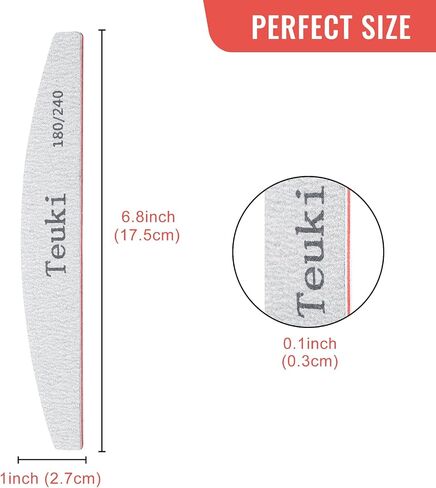 12pcs Nail File, Teuki Nail Files 100 150 Grit for Poly Nail Extension Gel and Acrylic Nails Emery Boards Doubled Sides Washable Nail File Manicure Tools in Saudi Arabia