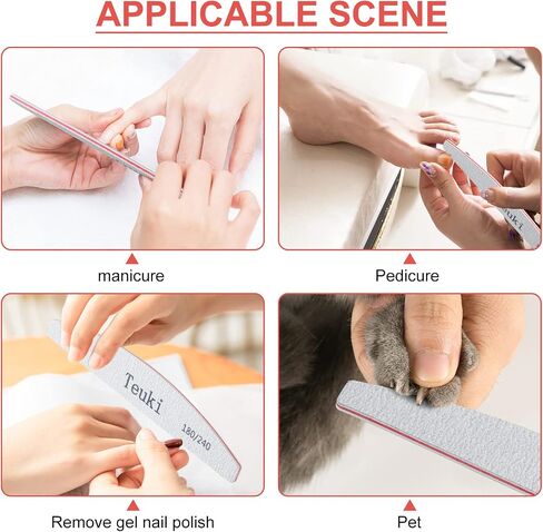 12pcs Nail File, Teuki Nail Files 100 150 Grit for Poly Nail Extension Gel and Acrylic Nails Emery Boards Doubled Sides Washable Nail File Manicure Tools in Saudi Arabia
