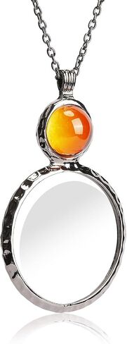 Magnifying Glass Necklace,Jiulory 10x Magnifying Glass Pendant, Long Chain Glass Lens Magnifier Necklace Elderly Care Accessory Kids Hiking Camping Necklace Magnifier in Kuwait