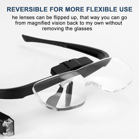 نظارات مكبرة للرأس من AZFUNN، عدسة مكبرة للرأس بدون استخدام اليدين مع أضواء، قابلة لإعادة الشحن، 3 عدسات قابلة للفصل، حقائب تخزين، مكبرة رأس LED لهوايات العمل والحرف اليدوية in Kuwait