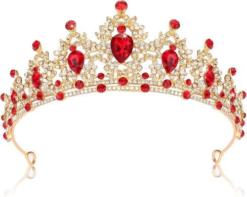SuPoo التيجان للنساء عيد ميلاد تاج الذهب تاج ملون حجر الراين الأميرة تيارا المعادن الملكة تاج للنساء عقال اكسسوارات الشعر الهدايا حزب الديكور لحفل زفاف حفلة موسيقية عيد الهالوين in Kuwait