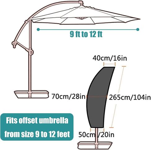 UPODA Patio Umbrella Cover Waterproof Outdoor Anti-UV Umbrella Cover with Zipper (Fit Offset Umbrella 9ft-12ft) in Saudi Arabia