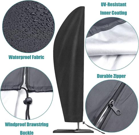 UPODA Patio Umbrella Cover Waterproof Outdoor Anti-UV Umbrella Cover with Zipper (Fit Offset Umbrella 9ft-12ft) in Saudi Arabia