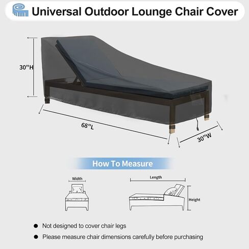 OutdoorLines Outdoor Waterproof Patio Chaise Lounge Chair Cover - UV Resistant Lounger Covers Heavy Duty Weatherproof Patio Sofa Furniture Covers, 2 Packs, 64Wx28Dx30H Inches, Black in Saudi Arabia