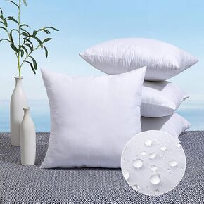 MIULEE Pack of 4 12x12 Outdoor Pillow Inserts, Water-Resistant Throw Pillow Inserts Decorative Premium Square Pillow Stuffer Sham for Porch Swing Couch Sofa Cushion Patio Furniture
