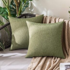 MIULEE Pack of 2 Outdoor Waterproof Throw Pillow Covers Decorative Solid Polyester Linen Garden Farmhouse Cushion Cases for Patio Tent Balcony Couch Sofa 12x12 inch Beige in Saudi Arabia