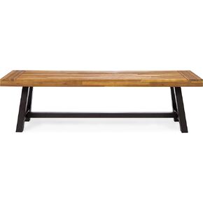 Christopher Knight Home Carlisle Outdoor Acacia Wood and Rustic Metal Bench, Sandblast Finish / Rustic Metal 14. 75 x 63 x 17. 50 inches