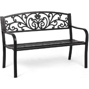 Garden Bench Outdoor Bench Patio Bench for Outdoors Metal Porch Clearance Work Entryway Steel Frame Furniture for Yard