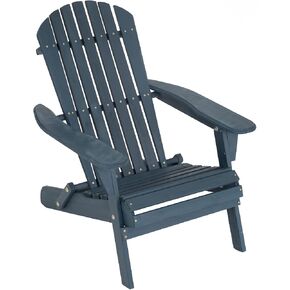 FDW Folding Adirondack Chair Weather Resistant Lawn Chair Pinewood Porch Chair Wood Patio Chairs with Wood Texture for Patio Garden Lawn Backyard Deck Pool Beach Firepit,Black in Saudi Arabia