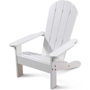 KidKraft Wooden Adirondack Children's Outdoor Chair, Kid's Patio Furniture, White, Gift for Ages 3-8