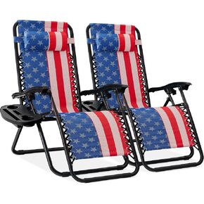 Best Choice Products Set of 2 Adjustable Steel Mesh Zero Gravity Lounge Chair Recliners w/Pillows and Cup Holder Trays, Black in Kuwait