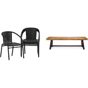 Flash Furniture Lila 4 Pack Medium Brown Rattan Indoor-Outdoor Restaurant Stack Chair | Versatile and Stylish Seating in Kuwait