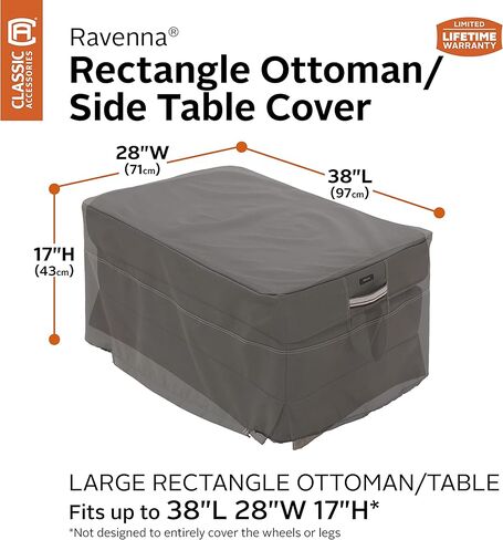 إكسسوارات كلاسيكية رافينا مقاومة للماء مقاس 38 بوصة، غطاء مستطيل للفناء/الطاولة، غطاء طاولة خارجي in Kuwait