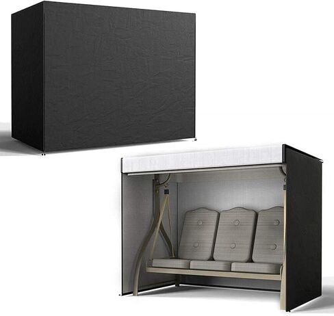 أغطية أرجوحة في الهواء الطلق غطاء أرجوحة حديقة الباحة المنزلق غطاء قماش أكسفورد متين مقاوم للماء ومقاوم للأشعة فوق البنفسجية للأثاث الخارجي (3 مقاعد، أسود) in Kuwait