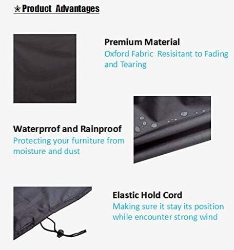 أغطية أرجوحة في الهواء الطلق غطاء أرجوحة حديقة الباحة المنزلق غطاء قماش أكسفورد متين مقاوم للماء ومقاوم للأشعة فوق البنفسجية للأثاث الخارجي (3 مقاعد، أسود) in Kuwait