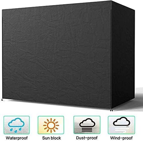 أغطية أرجوحة في الهواء الطلق غطاء أرجوحة حديقة الباحة المنزلق غطاء قماش أكسفورد متين مقاوم للماء ومقاوم للأشعة فوق البنفسجية للأثاث الخارجي (3 مقاعد، أسود) in Kuwait