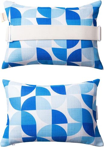 Outdoor Beach Chair Head Resting Pillow, Pool Lounge Chair Pillows with Insert and Adjustable Elastic Stripe for Recliner Sunbrella Neck Attachment, 2 Pack Size 11"*16" Strip II Red in Saudi Arabia