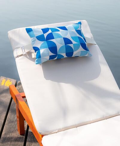 Outdoor Beach Chair Head Resting Pillow, Pool Lounge Chair Pillows with Insert and Adjustable Elastic Stripe for Recliner Sunbrella Neck Attachment, 2 Pack Size 11"*16" Strip II Red in Saudi Arabia