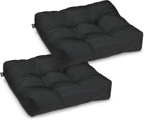 وسائد مقعد الفناء المربعة المقاومة للماء من إكسسوارات كلاسيكية، مقاس 19 × 19 × 5 بوصة، عبوتان، باللون الأسود، وسائد مقعد للاستخدام الخارجي in Kuwait