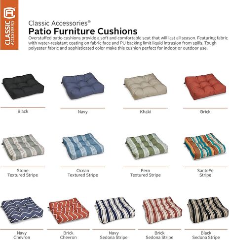 وسائد مقعد الفناء المربعة المقاومة للماء من إكسسوارات كلاسيكية، مقاس 19 × 19 × 5 بوصة، عبوتان، باللون الأسود، وسائد مقعد للاستخدام الخارجي in Kuwait