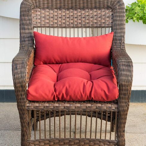 وسائد مقعد من الخيزران للفناء الخارجي من QILLOWAY مجموعة Loveseat / وسادتان على شكل حرف U / وسادتان قطنيتان لأثاث الفناء، مقعد Wicker Loveseat، مقاعد البدلاء، الشرفة، جميع الأحوال الجوية، أريكة من 5 (أحمر) in Kuwait
