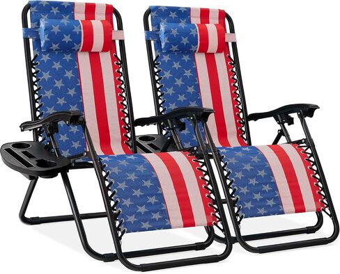 Best Choice Products Set of 2 Adjustable Steel Mesh Zero Gravity Lounge Chair Recliners w/Pillows and Cup Holder Trays, Black in Saudi Arabia