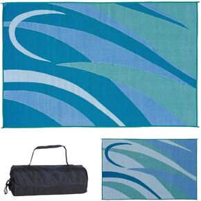 Stylish Camping L158111WL 8-feet by 11-feet LED Illuminated Patio Mat - Outdoor Patio Black/White RV Camping Mat in Saudi Arabia