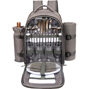 Hap Tim Picnic basket backpack for 4 Person with Blanket, Wine Holder, Cooler Compartment, Cutlery Set, Couples Gifts, Mr & Mrs Gifts, Bridal Shower Gifts, Registry Wedding Registry, Blue (3065-BL)