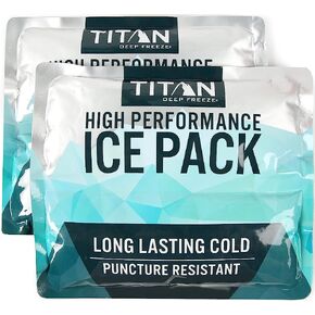 Titan Soft Gel Ice Pack, Lasts Longer Than Ice, Reusable, 2 Packs, 600g | Long lasting cold pack lasts 6 hours longer than ice; puncture-resistant, non-toxic gel; for coolers, totes & lunch bags in Saudi Arabia