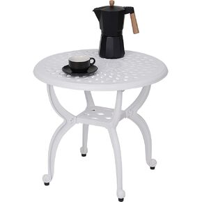 Cast Aluminum Outdoor Side Table,Anti-Rust Outdoor End Table,Patio Coffee Bistro Table for Indoor,Garden,Porch,Balcony(Square Black)