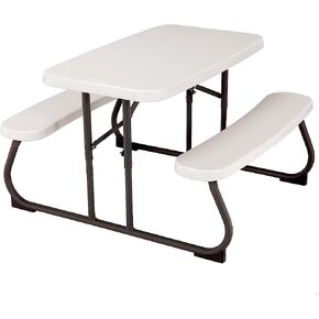 Lifetime 280094 Kid's Picnic Table, Size 1, Almond 80305 Portable Folding Bench, White in Saudi Arabia