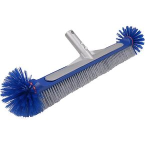 Professional 17.5" Floor & Wall Pool Cleaning Brush with Tough Around Nylon Bristles, EZ Clip Aluminum Handle- Easily Sweep from Walls, Floors, Steps