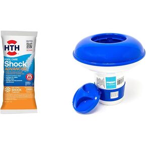 HTH 52035 Swimming Pool Care Shock Advanced (1lb) and HYDROTOOLS BY SWIMLINE 8715 Mini Chemical Dispenser
