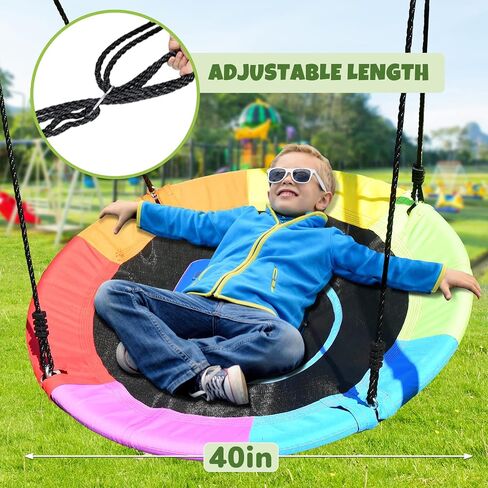 Trekassy Saucer Swing with Frame for Kids Outdoor, 440lbs Swing Set with Heavy Duty Metal Swing Stand for Backyard, Outdoor Kids Play Equipment in Kuwait