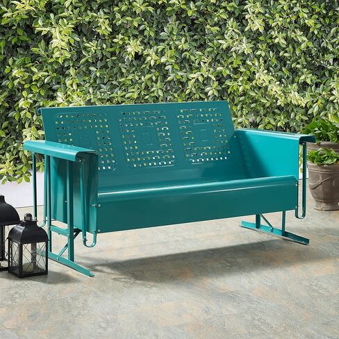 Crosley Furniture CO1023-NV Bates Retro Metal Outdoor Sofa Glider, Navy Gloss in Kuwait