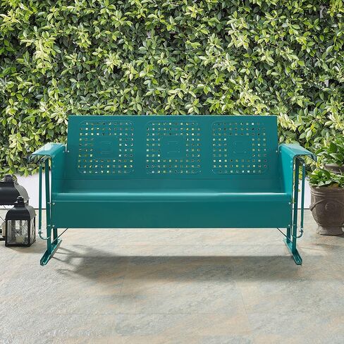 Crosley Furniture CO1023-NV Bates Retro Metal Outdoor Sofa Glider, Navy Gloss in Kuwait