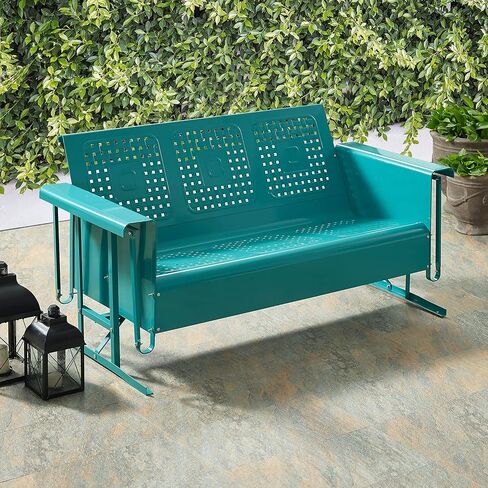 Crosley Furniture CO1023-NV Bates Retro Metal Outdoor Sofa Glider, Navy Gloss in Kuwait