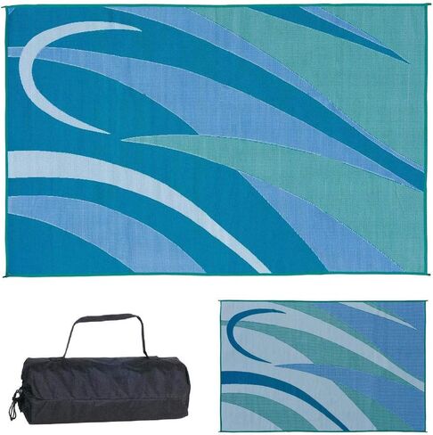 Stylish Camping L158111WL 8-feet by 11-feet LED Illuminated Patio Mat - Outdoor Patio Black/White RV Camping Mat in Kuwait